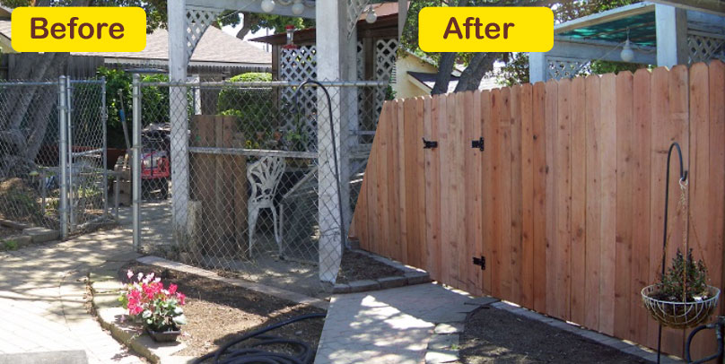 Before and After: Old Chain Link to Pine Fence