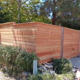 Horizontal Redwood Fence with Top Cap